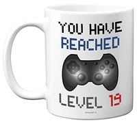 Stuff4 Level 19 Gamer Mug - 19th Birthday Gift for Boys or Girls, 11oz Dishwasher Safe Coffee Cup, Retro Video Game Novelty Mug, Gaming Gifts for Him or Her