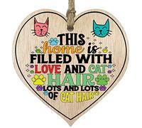 Stuff4 Light Wooden Heart Sign Plaque, Cat Hair