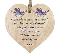 Stuff4 Light Wooden Heart Sign Plaque, Goodbyes Are Not Eternal