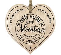 Stuff4 Light Wooden Heart Sign Plaque, New Home