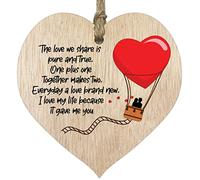 Stuff4 Light Wooden Heart Sign Plaque - One By One - Hanging Wood Signs Plaques, Cute Christmas Birthday Valentines Gifts for Girlfriend Wife, Romantic I Love You Gifts for Her Him