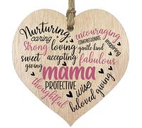 Stuff4 Mama Birthday Gifts Wooden Heart Plaque, Light Wood Sign, for Her, Worlds Best Mama Hanging Wood Heart, Mama Mother, Presents For Mama on Her Birthday