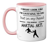 Stuff4 Martial Arts Gifts - in My Head Mug - Funny Gift for Martial Arts Lover Men Women - 11oz Premium Ceramic Dishwasher Safe Pink Handle Mugs Novelty Cup