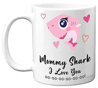 Mommy Birthday Mug - Mommy Shark - Mommy Birthday Gift from Daughter Son, Happy Birthday Mom, Baby Mother's Day, Christmas Tea Coffee 11oz Ceramic Dishwasher Safe Mugs Cup for Mama Mammy Mum