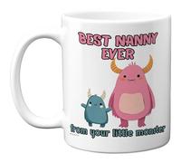 Stuff4 Mother's Day Mug for Nanny, Cute Monsters Design in Pink and Blue