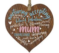 Stuff4 Mum Birthday Gifts Wooden Heart Plaque, Dark Wood Sign, for Her, Worlds Best Mum Hanging Wood Heart, Mum Mother, Presents For Mum on Her Birthday