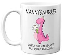 Nanny Birthday Gifts - Nannysaurus - Best Nanny Mugs, Happy Birthday Nanny Mug, Special Christmas Nan Gifts from Grandchildren, Funny Xmas Tea Coffee Cup Cups, 11oz Ceramic Dishwasher Safe Mugs