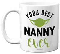Nanny Mothers Day Gifts - Yoda Best - Best Nanny Mugs, Happy Mothers Day Nanny Mug, Special Christmas Nan Gifts from Grandchildren, Funny Xmas Tea Coffee Cup Cups, 11oz Ceramic Dishwasher Safe Mugs