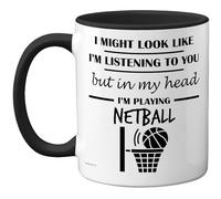 Stuff4 Netball Gifts - in My Head Mug - Funny Gift for Netball Lover Men Women - 11oz Premium Ceramic Dishwasher Safe Black Handle Mugs Novelty Cup