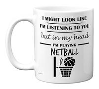 Stuff4 Netball Gifts - in My Head Mug - Funny Gift for Netball Lover Men Women - 11oz Premium Ceramic Dishwasher Safe White Handle Mugs Novelty Cup