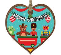 Stuff4 Novelty Christmas Hanging Wooden Heart Sign Plaque Tree Ornament Gifts - Christmas Toys - Dark Wood Hearts Sign Festive Gifts for Kids, Men, Women And Familys