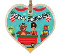 Stuff4 Novelty Christmas Hanging Wooden Heart Sign Plaque Tree Ornament Gifts - Christmas Toys - Light Wood Hearts Sign Festive Gifts for Kids, Men, Women And Familys