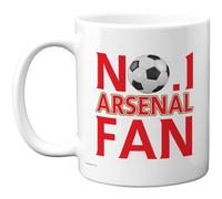 Stuff4 Novelty Mug for Arsenal Fans - No. 1 Arsenal Fan - Bold Red Lettering & Football Motif - Energetic Gift for Supporters - 11oz Ceramic Gloss Mug