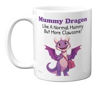 Stuff4 Novelty Mug for Mummy, Purple Cartoon Dragon with Clawsome Slogan
