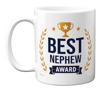 Stuff4 Novelty Mug for Nephew - Trophy and Laurel Award Design - Bold Gift for Celebrations or Birthdays - 11oz Ceramic Gloss Mug