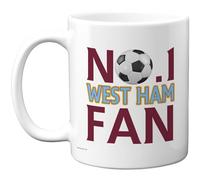 Stuff4 Novelty Mug for West Ham Fans - No. 1 West Ham Fan - Bold Football Design with Claret and Blue Colours - Fun Supporters Gift for Match Day - 11oz Ceramic Gloss Mug