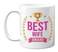 Stuff4 Novelty Mug for Wife, Gold Trophy and Laurel Design
