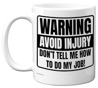 Stuff4 Novelty Mug for Women Men - Warning Avoid Injury - Funny Birthday Mugs Present Gifts for Friend Family Colleague, 11oz Ceramic Coffee Humour Joke Banter Cup