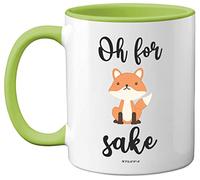 Stuff4 Oh for Fox Sake Mug, 11oz Ceramic Dishwasher Safe Premium Green Handle Mugs Fox Gifts, Funny Funny Gifts for Friends, Cute Women and Men