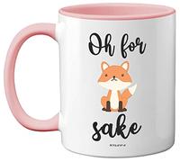 Oh for Fox Sake Mug, 11oz Ceramic Dishwasher Safe Premium Pink Handle Mugs Fox Gifts, Funny Mugs, Funny Gifts for Friends, Cute Mug, Fox Mug, Fox Gifts for Women and Men by Stuff4