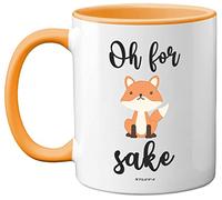 Oh for Fox Sake Mug, 11oz Ceramic Dishwasher Safe Premium Yellow Handle Mugs Fox Gifts, Funny Mugs, Funny Gifts for Friends, Cute Mug, Fox Mug, Fox Gifts for Women and Men by Stuff4