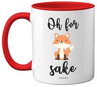 Oh for Fox Sake Mug, 11oz Ceramic Dishwasher Safe Premium Red Handle Mugs Fox Gifts, Funny Mugs, Funny Gifts for Friends, Cute Mug, Fox Mug, Fox Gifts for Women and Men by Stuff4