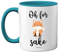 Oh for Fox Sake Mug, 11oz Ceramic Dishwasher Safe Premium Light Blue Handle Mugs Fox Gifts, Funny Mugs, Funny Gifts for Friends, Cute Mug, Fox Mug, Fox Gifts for Women and Men by Stuff4