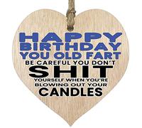 Stuff4 Old Fart - Light Wood Sign, Funny Dad Birthday Gifts for Him, Worlds Best Dad Hanging Wood Heart, Presents For Dad Daddy Father On His Birthday - Made in The UK