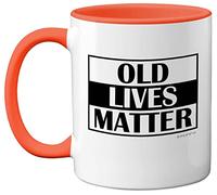 Stuff4 50th 60th 70th Birthday Gifts for Men Women - Old Lives Matter Coffee Mug - Dad Mum Grandma Grandad Birthday Gifts, Father's Day Present, 11oz Ceramic Dishwasher Safe Orange Mugs Made in UK