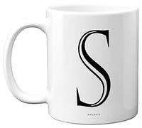 Personalised Alphabet Initial Mug - Letter S Mug, Gifts for Him Her, Fathers Day, Mothers Day, Birthday Gift, 11oz Ceramic Dishwasher Safe Mugs, Anniversary, Valentines, Christmas, Retirement