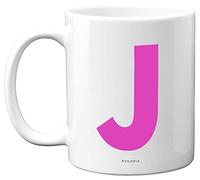 Stuff4 Personalised Alphabet Pink Initial Mug - Letter J Mug, Gifts for Her, Mothers Day, Birthday Gift for Mum, 11oz Ceramic Dishwasher Safe Anniversary, Valentines, Christmas, Retirement