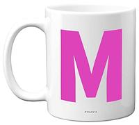 Stuff4 Personalised Alphabet Pink Initial Mug - Letter M Mug, Gifts for Her, Mothers Day, Birthday Gift for Mum, 11oz Ceramic Dishwasher Safe Anniversary, Valentines, Christmas, Retirement