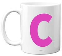 Stuff4 Personalised Alphabet Pink Initial Mug - Letter C Mug, Gifts for Her, Mothers Day, Birthday Gift for Mum, 11oz Ceramic Dishwasher Safe Anniversary, Valentines, Christmas, Retirement