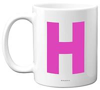 Stuff4 Personalised Alphabet Pink Initial Mug - Letter H Mug, Gifts for Her, Mothers Day, Birthday Gift for Mum, 11oz Ceramic Dishwasher Safe Anniversary, Valentines, Christmas, Retirement