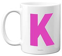 Stuff4 Personalised Alphabet Pink Initial Mug - Letter K Mug, Gifts for Her, Mothers Day, Birthday Gift for Mum, 11oz Ceramic Dishwasher Safe Anniversary, Valentines, Christmas Present, Retirement