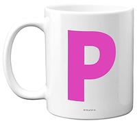 Stuff4 Personalised Alphabet Pink Initial Mug - Letter P Mug, Gifts for Her, Mothers Day, Birthday Gift for Mum, 11oz Ceramic Dishwasher Safe Anniversary, Valentines, Christmas, Retirement