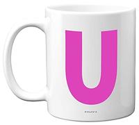 Stuff4 Personalised Alphabet Pink Initial Mug - Letter U Mug, Gifts for Her, Mothers Day, Birthday Gift for Mum, 11oz Ceramic Dishwasher Safe Anniversary, Valentines, Christmas, Retirement