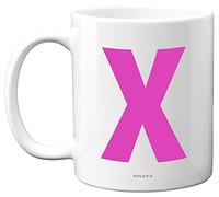 Stuff4 Personalised Alphabet Pink Initial Mug - Letter X Mug, Gifts for Her, Mothers Day, Birthday Gift for Mum, 11oz Ceramic Dishwasher Safe Anniversary, Valentines, Christmas, Retirement