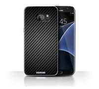 Stuff4 Phone Case for Samsung Galaxy S7 Edge/G935 Carbon Fibre Effect/Pattern Grey Transparent Clear Ultra Slim Thin Hard Back Cover