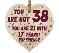 38th Birthday Gift For Women Men Wooden Heart Plaque, Light Wood Sign Keepsake, Happy Birthday Mum, Girlfriend, Dad, Husband, Wife, Boyfriend, Mum Gifts From Son, Auntie, Sister Birthday Present