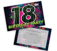 Stuff4 Playful 18th Birthday Party Invitations - Let's Get the Party Started - Bold 18th Birthday Design with Vibrant Digital Motifs - 20 Pack, Envelopes Included
