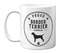 Stuff4 Proud Border Terrier Owner Mug, Vintage Badge Dog Silhouette | Pet Lover Gift for Coffee Breaks, 11oz Ceramic Gloss Mug
