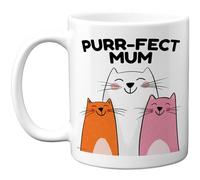 Stuff4 Purr-FECT Mum Mug - Playful Cartoon Cats Design - Cheerful Mother's Day Surprise - 11oz Ceramic Gloss Mug