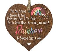 Stuff4 Rainbow in someone else’s cloud Dark Wooden Heart Sign Plaque
