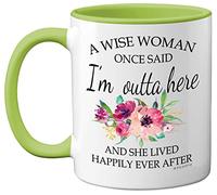 Stuff4 Retirement Gift - A Wise Woman Mug, Funny Mug for Women, Leaving Gift for Colleagues, Retired Christmas Birthday Present, 11oz Green Handle Ceramic Dishwasher Safe Coffee