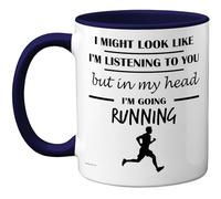 Stuff4 Running Gifts - in My Head Mug - Funny Gift for Running Lover Men Women - 11oz Premium Ceramic Dishwasher Safe Navy Blue Handle Mugs Novelty Cup