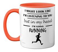 Stuff4 Running Gifts - in My Head Mug - Funny Gift for Running Lover Men Women - 11oz Premium Ceramic Dishwasher Safe Orange Handle Mugs Novelty Cup