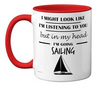 Stuff4 Sailing Gifts - in My Head Mug - Funny Gift for Sailing Lover Men Women - 11oz Premium Ceramic Dishwasher Safe Red Handle Mugs Novelty Cup