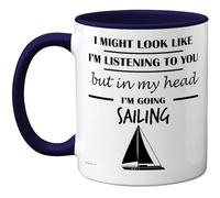 Stuff4 Sailing Gifts - in My Head Mug - Funny Gift for Sailing Lover Men Women - 11oz Premium Ceramic Dishwasher Safe Navy Blue Handle Mugs Novelty Cup
