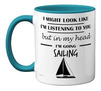 Stuff4 Sailing Gifts - in My Head Mug - Funny Gift for Sailing Lover Men Women - 11oz Premium Ceramic Dishwasher Safe Light Blue Handle Mugs Novelty Cup
